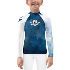World Dog Surfing Blue on White Kids Rash Guard