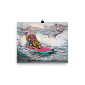 Surf Dog on Wave Portrait 1 Unframed Poster