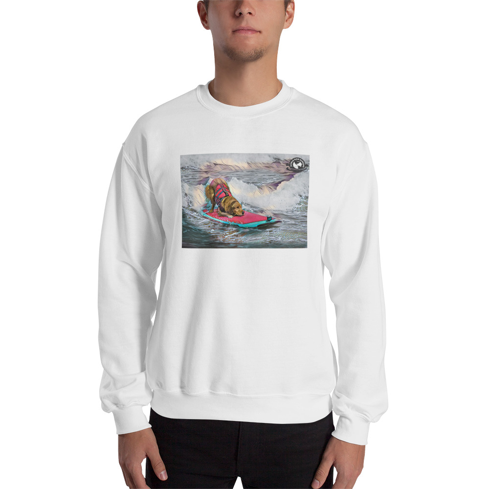 Surf Dog on Wave Portrait 1 Unisex Sweatshirt - Image 5