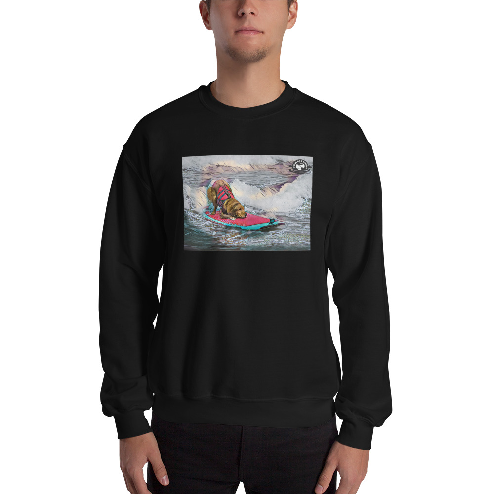 Surf Dog on Wave Portrait 1 Unisex Sweatshirt - Image 2