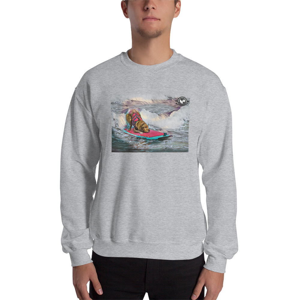 Surf Dog on Wave Portrait 1 Unisex Sweatshirt - Image 4