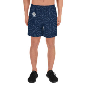 World Dog Surfing Blue Circle Print Men's Athletic Long Shorts